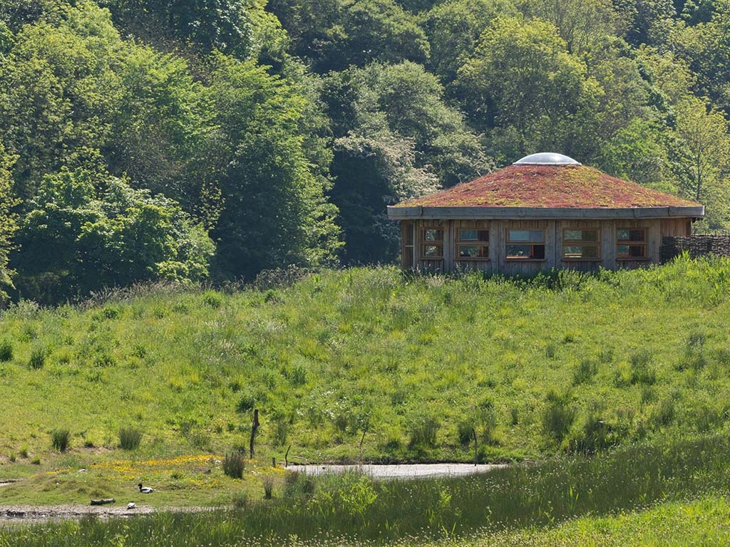 The saline lagoon and hide with views over the water